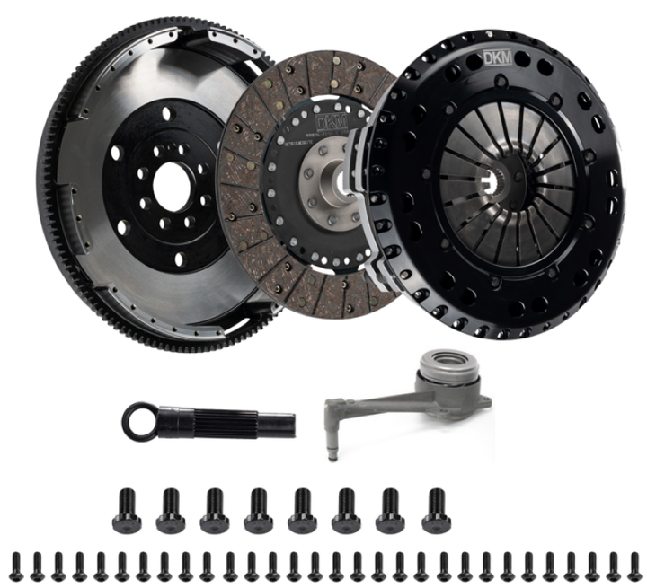 DKM Clutch 2.0 VW/Audi A3 TSI 8 Bolt Motor MS Twin Disc Clutch w/Steel Flywheel (660 ft/lbs Torque) - Bull Strap