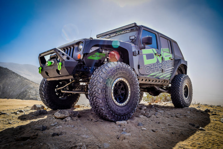 DV8 Offroad 07-18 Jeep Wrangler JK Front Aluminum Inner Fender - Black - Bull Strap
