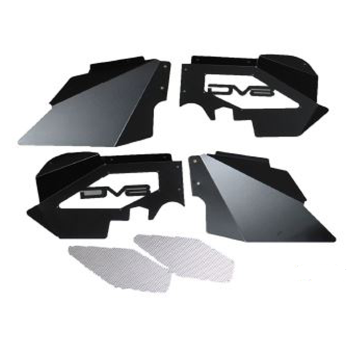 DV8 Offroad 07-18 Jeep Wrangler JK Front Aluminum Inner Fender - Black - Bull Strap