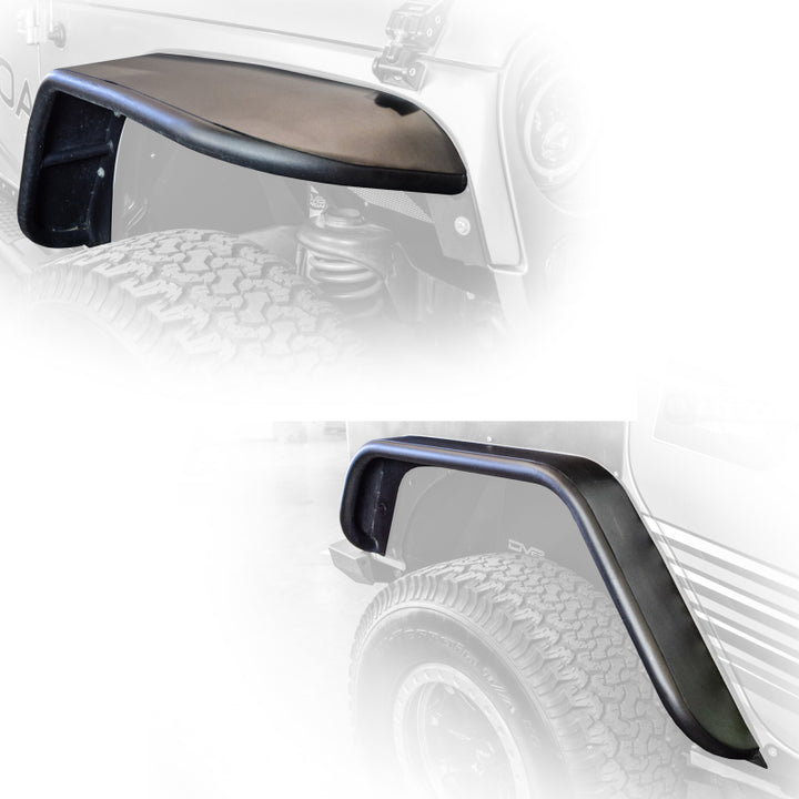 DV8 Offroad 07-18 Jeep Wrangler JK Front & Rear Flat Tube Fenders - Bull Strap