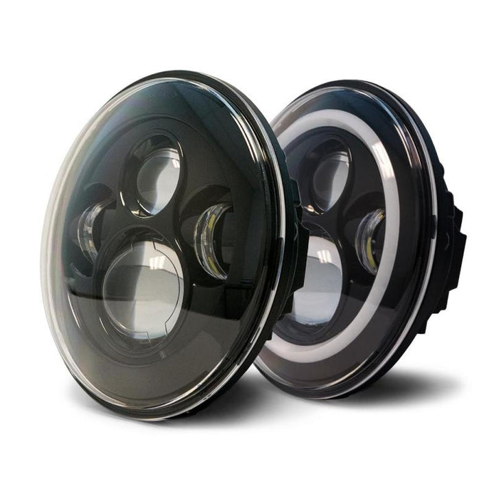 DV8 Offroad 07-18 Jeep Wrangler JK LED Projector Headlights w/ Angel Eyes - Bull Strap