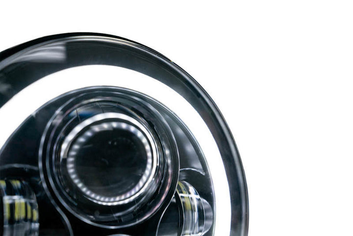 DV8 Offroad 07-18 Jeep Wrangler JK LED Projector Headlights w/ Angel Eyes - Bull Strap