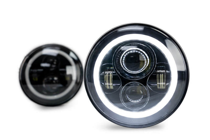 DV8 Offroad 07-18 Jeep Wrangler JK LED Projector Headlights w/ Angel Eyes - Bull Strap