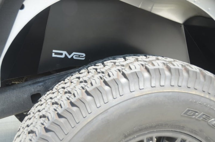 DV8 Offroad 07-18 Jeep Wrangler JK Rear Aluminum Inner Fender - Black - Bull Strap