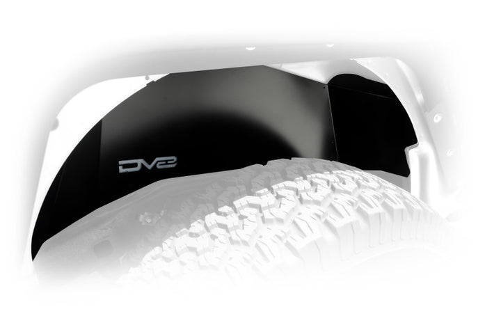 DV8 Offroad 07-18 Jeep Wrangler JK Rear Aluminum Inner Fender - Black - Bull Strap