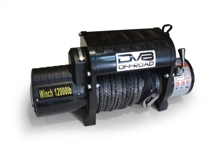 DV8 Offroad 12000 LB Winch w/ Synthetic Line & Wireless Remote - Black - Bull Strap