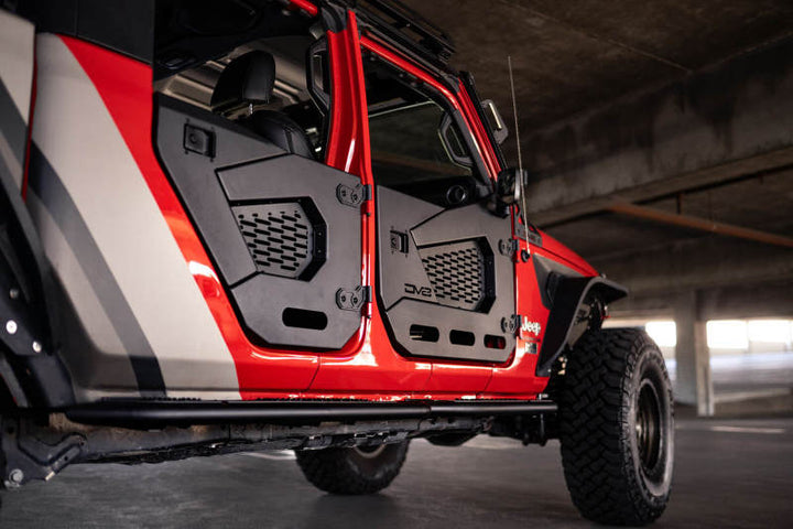 DV8 Offroad 18-22 Jeep Wrangler JL/JT Spec Series Half Doors - Rear Set - Bull Strap