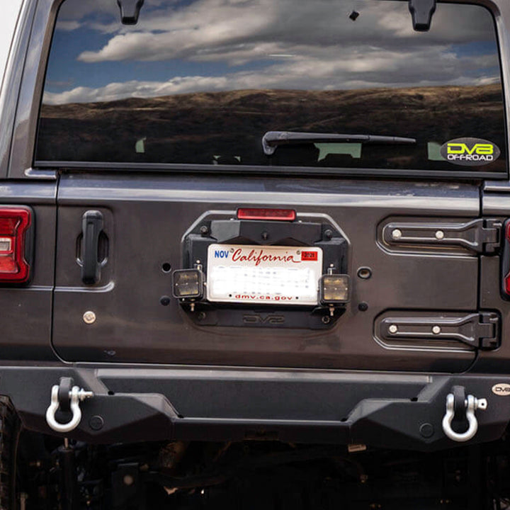 DV8 Offroad 18-22 Jeep Wrangler JL Spare Tire Delete Kit w/Light Mounts - Bull Strap