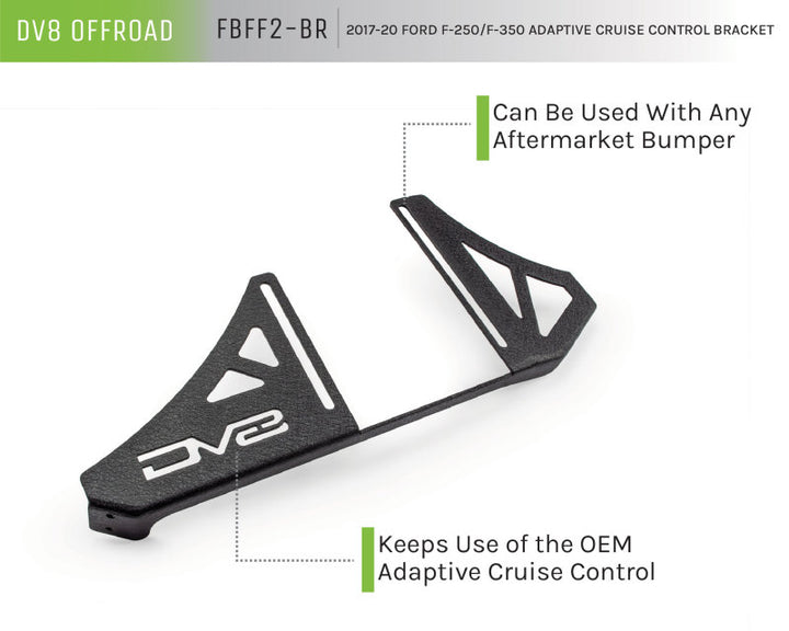 DV8 Offroad 2017+ Ford F/250/350 Adaptive Cruise Control Relocation Bracket - Bull Strap
