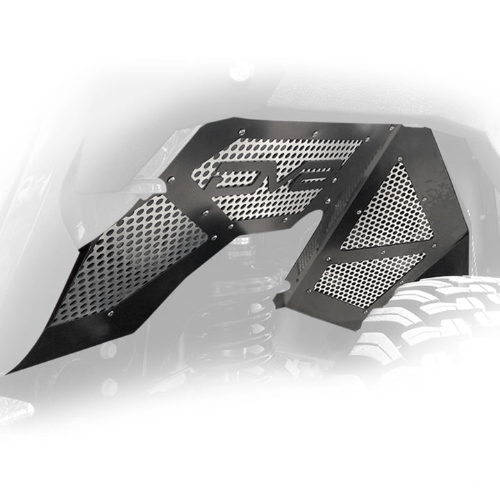 DV8 Offroad 2018+ Jeep Wrangler JL Front Inner Fenders - Black - Bull Strap