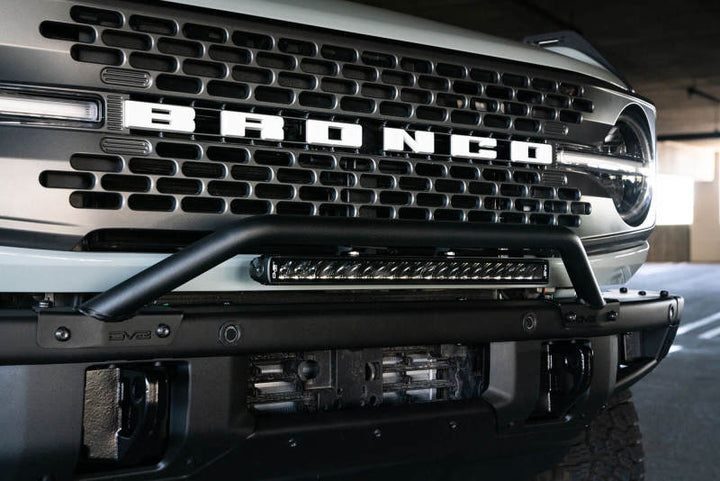 DV8 Offroad 2021-2022 Ford Bronco (Not For Factory Plastic Bumper) Factory Bumper Bull Bar - Black - Bull Strap
