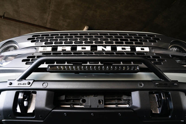 DV8 Offroad 2021-2022 Ford Bronco (Not For Factory Plastic Bumper) Factory Bumper Bull Bar - Black - Bull Strap