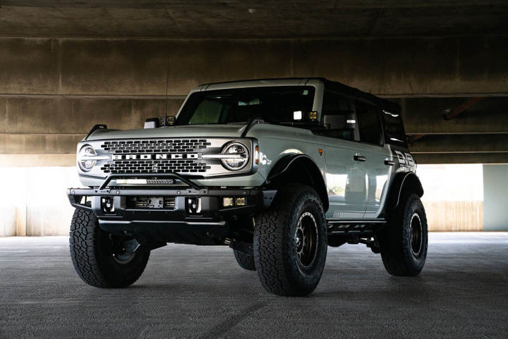 DV8 Offroad 2021-2022 Ford Bronco (Not For Factory Plastic Bumper) Factory Bumper Bull Bar - Black - Bull Strap