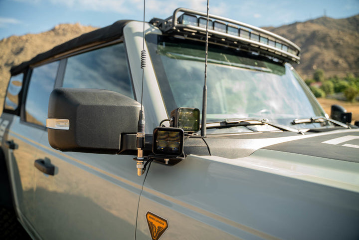 DV8 Offroad 2021 Ford Bronco A Pillar Dual Light Pod Drop Mounts - Bull Strap