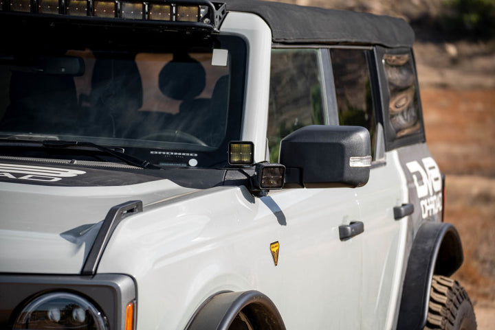 DV8 Offroad 2021 Ford Bronco A Pillar Dual Light Pod Drop Mounts - Bull Strap