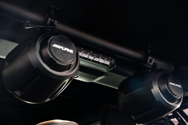 DV8 Offroad 21-22 Ford Bronco 4dr Rear Speaker & Light Mount Bar - Bull Strap