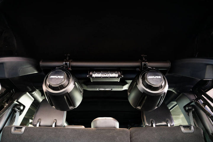 DV8 Offroad 21-22 Ford Bronco 4dr Rear Speaker & Light Mount Bar - Bull Strap