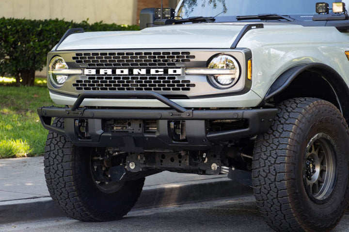 DV8 Offroad 21-22 Ford Bronco Factory Front Bumper Licence Relocation Bracket - Front - Bull Strap