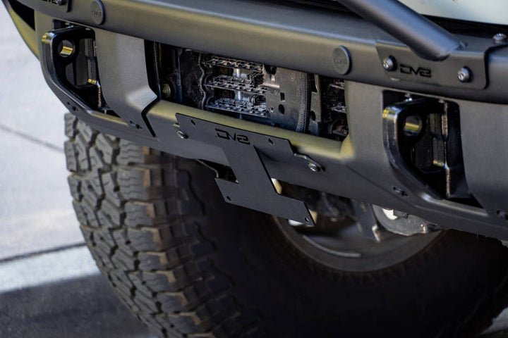 DV8 Offroad 21-22 Ford Bronco Factory Front Bumper Licence Relocation Bracket - Front - Bull Strap