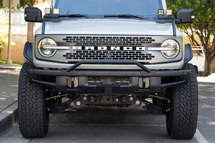 DV8 Offroad 21-22 Ford Bronco Factory Front Bumper Licence Relocation Bracket - Front - Bull Strap