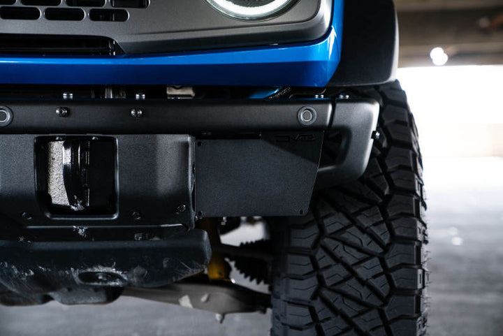 DV8 Offroad 21-22 Ford Bronco Factory Front Bumper License Relocation Bracket - Side - Bull Strap