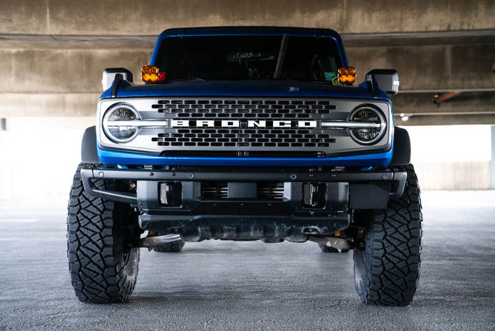 DV8 Offroad 21-22 Ford Bronco Factory Front Bumper License Relocation Bracket - Side - Bull Strap