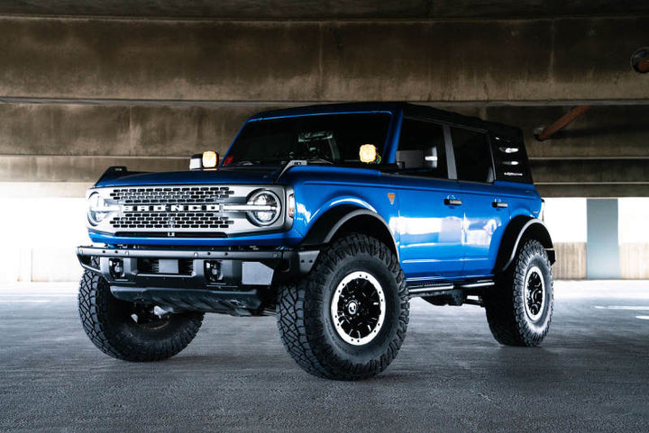 DV8 Offroad 21-22 Ford Bronco Factory Front Bumper License Relocation Bracket - Side - Bull Strap