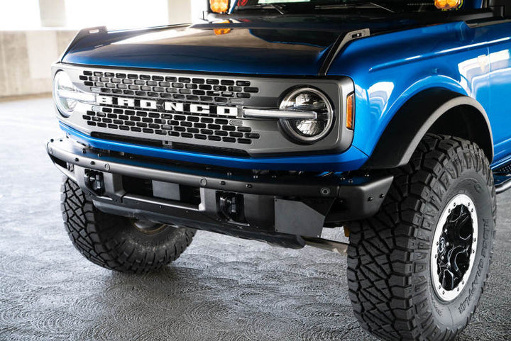 DV8 Offroad 21-22 Ford Bronco Factory Front Bumper License Relocation Bracket - Side - Bull Strap