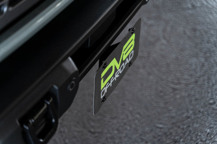 DV8 Offroad 21-23 Ford Bronco Capable Bumper Front License Plate Mount - Bull Strap
