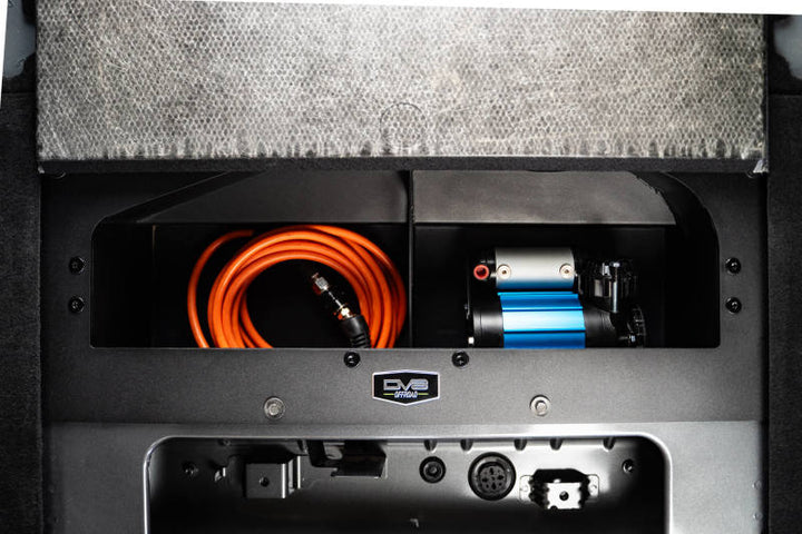 DV8 Offroad 21-23 Ford Bronco (Exc. Bronco Raptor) Air Compressor Mount & Storage Box - Bull Strap