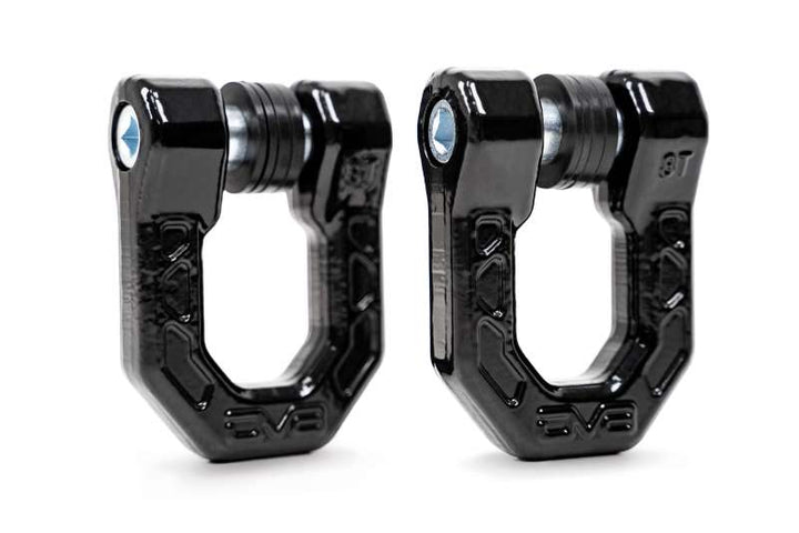 DV8 Offroad Elite Series D-Ring Shackles - Pair (Black) - Bull Strap