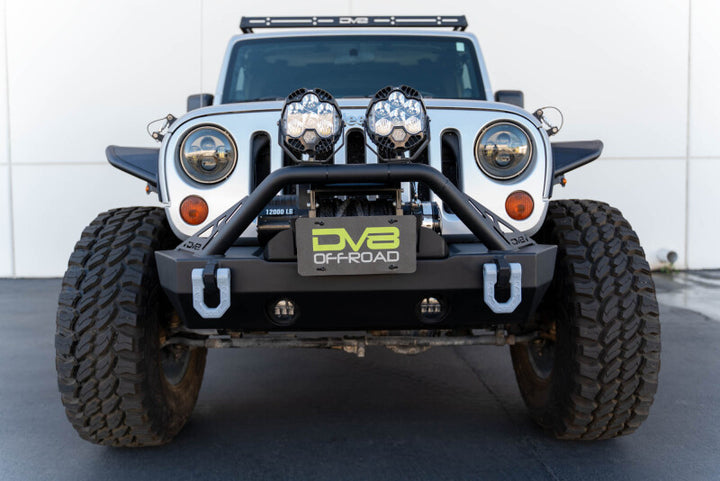 DV8 Offroad Fairlead Mounted Flip-Up License Plate Bracket - Bull Strap