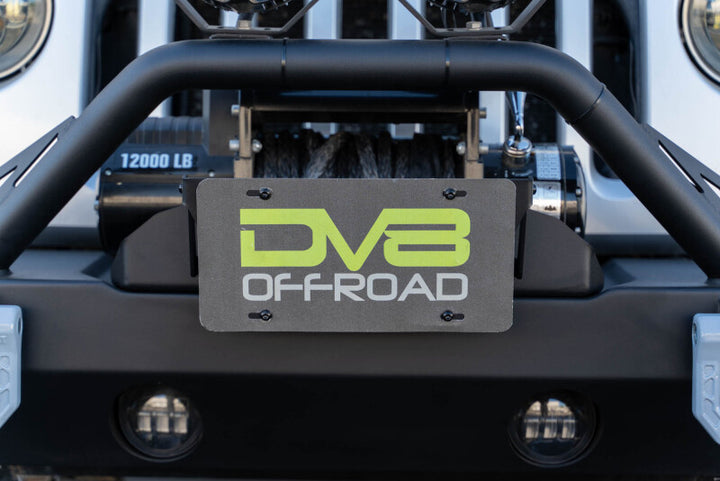 DV8 Offroad Fairlead Mounted Flip-Up License Plate Bracket - Bull Strap
