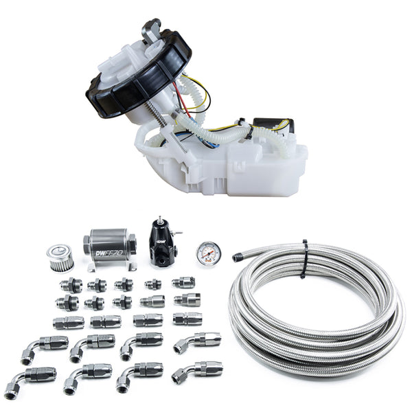 DeatschWerks 01-05 Honda Civic/02-06 Acura RSX DW400 Pump Module & Return Kit w/CPE Fuel Lines - Bull Strap
