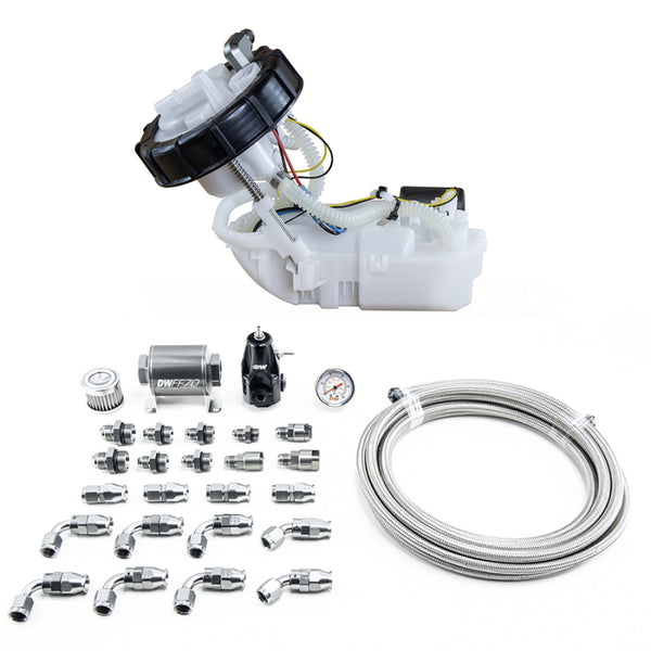 DeatschWerks 01-05 Honda Civic/02-06 Acura RSX DW400 Pump Module & Return Kit w/PTFE Fuel Lines - Bull Strap