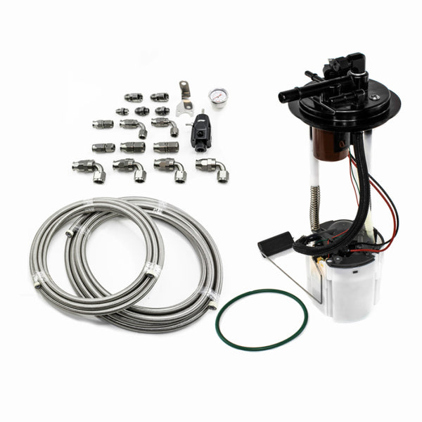 DeatschWerks 05-09 GM Truck DW400 Pump Module w/PTFE fuel lines - Bull Strap