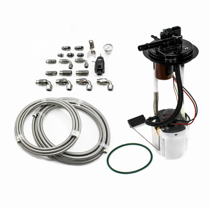 DeatschWerks 05-09 GM Truck DW400 Pump Module w/PTFE fuel lines - Bull Strap