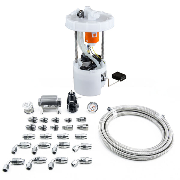 DeatschWerks 06-11 Honda Civic Si K20 DW400 Pump Module & Return Kit w/PTFE Fuel Lines - Bull Strap