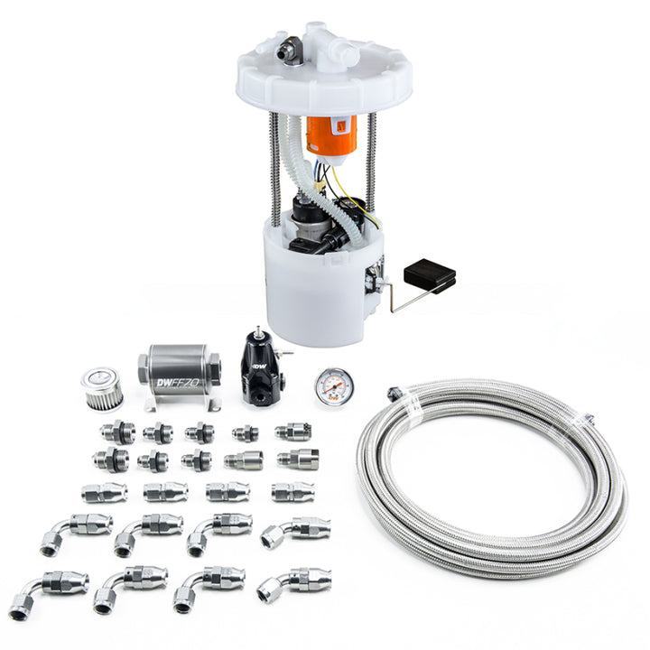 DeatschWerks 06-11 Honda Civic Si K20 DW400 Pump Module & Return Kit w/PTFE Fuel Lines - Bull Strap