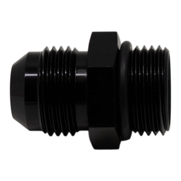 DeatschWerks 10AN ORB Male to 10 AN Male Flare Adapter (Incl O-Ring) - Anodized Matte Black - Bull Strap