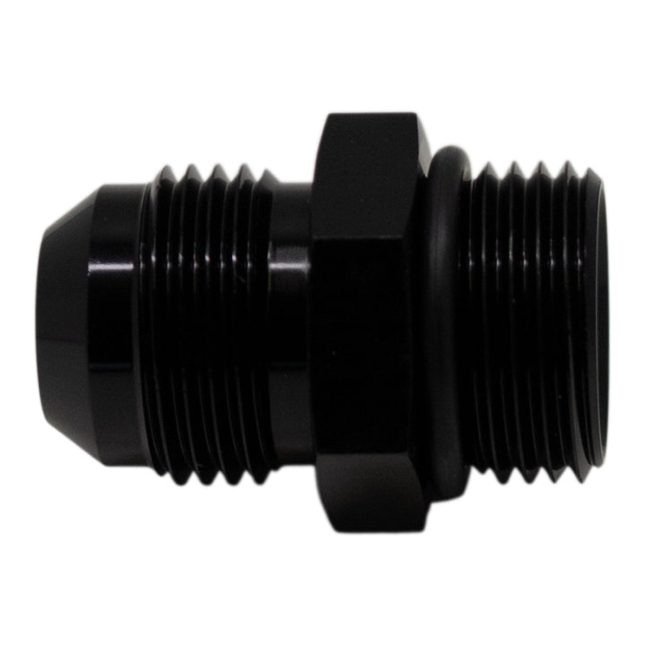 DeatschWerks 10AN ORB Male to 10 AN Male Flare Adapter (Incl O-Ring) - Anodized Matte Black - Bull Strap