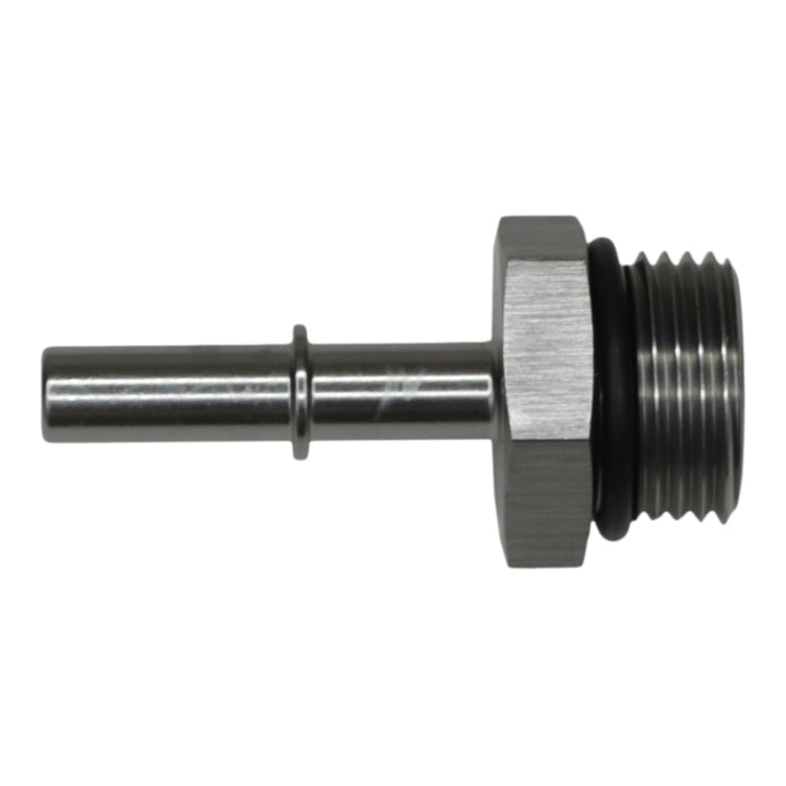 DeatschWerks 10AN ORB Male to 5/16in Male EFI Quick Connect Adapter - Anodized DW Titanium - Bull Strap