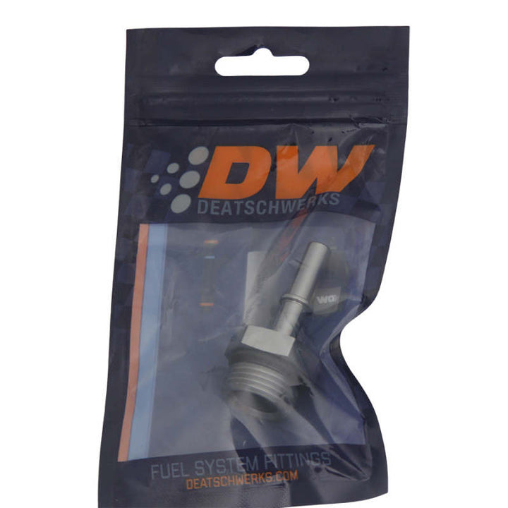 DeatschWerks 10AN ORB Male to 5/16in Male EFI Quick Connect Adapter - Anodized DW Titanium - Bull Strap