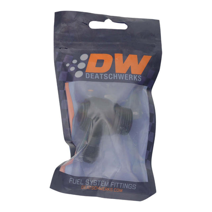 DeatschWerks 10AN ORB Male to 6AN Male Flare Low Profile 90-Degree Swivel - Anodized Matte Black - Bull Strap