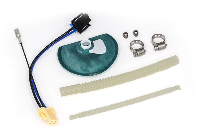 DeatschWerks 11-14 Ford Mustang V6/GT DW400 Fuel Pump Set Up Kit - Bull Strap