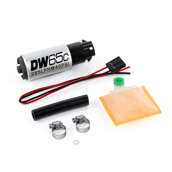 DeatschWerks 265 LPH Compact In-Tank Fuel Pump w/ Clips & Universal Install Kit - Bull Strap