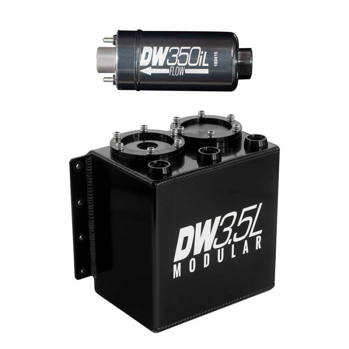 DeatschWerks 3.5L Modular Surge Tank (Incl. 1 DW350iL In-Line Fuel Pump) - Bull Strap