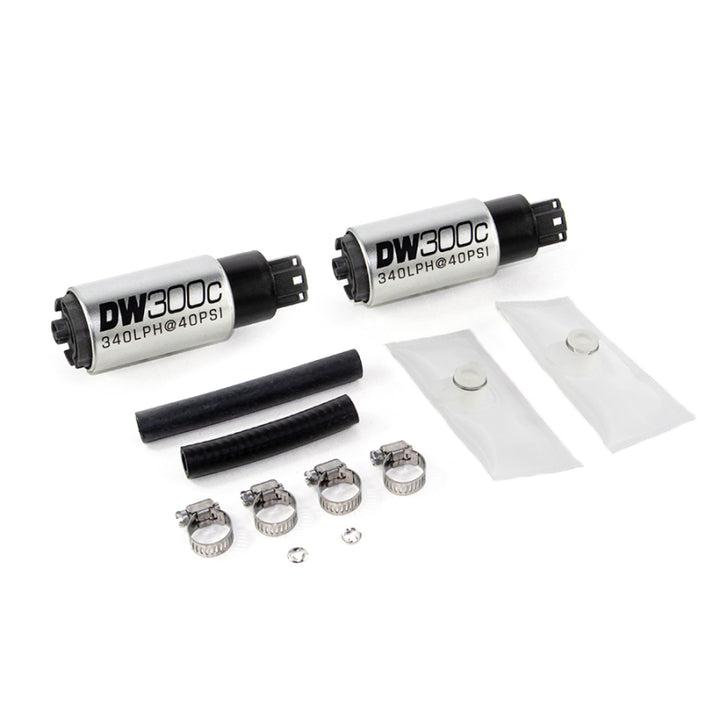 DeatschWerks 340lph DW300C Compact Fuel Pump w/ 99-04 Ford Lightning Set Up Kit (w/o Mounting Clips) - Bull Strap
