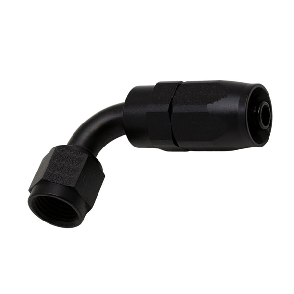 DeatschWerks 6AN Female Swivel 90-Degree Hose End CPE - Anodized Matte Black - Bull Strap
