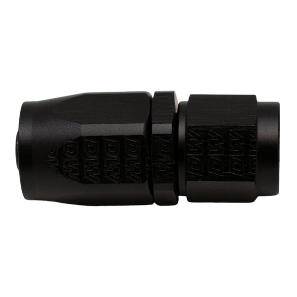 DeatschWerks 6AN Female Swivel Strait Hose End CPE - Anodized Matte Black - Bull Strap